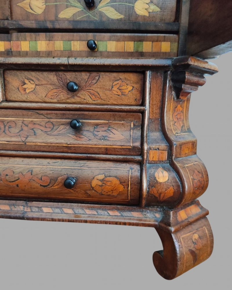 A Rare Apprentice Miniature Dutch Marquetry Cabinet Piece c1800